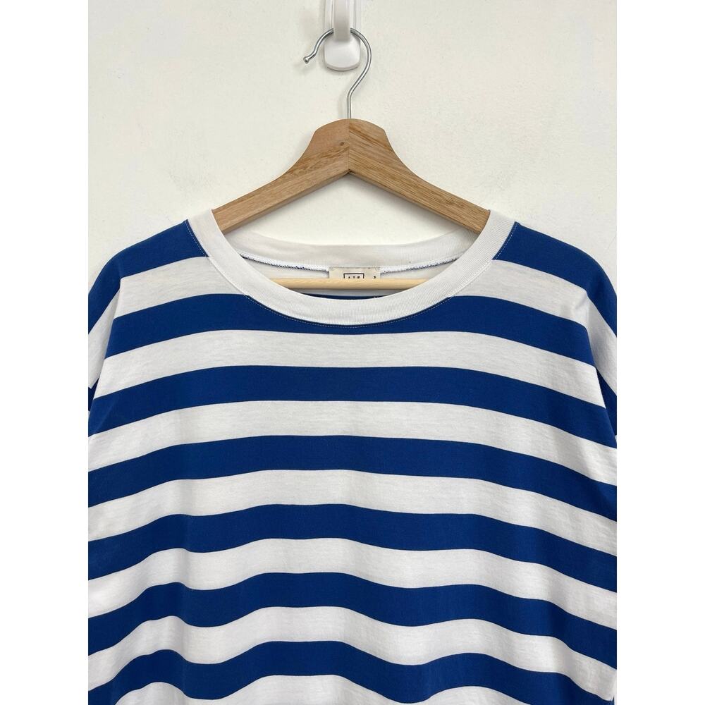 AYR The Hiijinx Pima Cotton Relaxed Boxy Riviera Stripe Crew Tee Retro - Medium - Picture 5 of 13